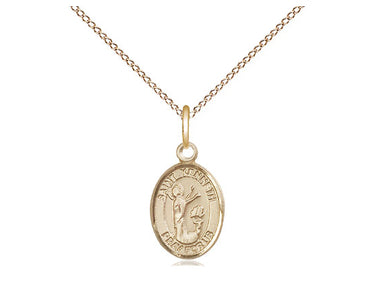 14kt gold filled small St. Kenneth patron saint medal necklace 18 inch chain by Bliss