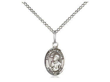 Small Sterling Silver St. Rene Goupil Patron Saint Medal Necklace 1/2 x 1/4 inch with 18 inch chain by Bliss