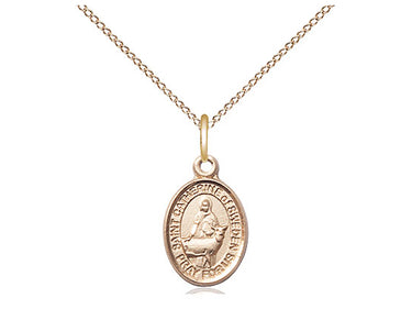 Gold Filled St. Catherine of Sweden patron saint medal necklace, small 1/2 x 1/4 inch pendant with 18 inch chain by Bliss