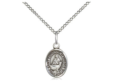 Small sterling silver St. Catherine of Sweden patron saint medal necklace with 18 inch chain by Bliss