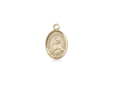 14kt solid gold Immaculate Heart of Mary medal pendant, 1/2 inch small petite pendant, handcrafted by Bliss Manufacturing USA