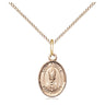 14kt gold filled St. Anselm of Canterbury patron saint medal necklace, small 1/2 x 1/4 inch pendant on 18 inch chain, handcrafted by Bliss
