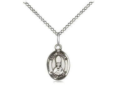 Sterling silver St. Anselm of Canterbury patron saint medal necklace with 18 inch chain handcrafted by Bliss