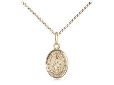 14kt Gold Filled St. Catherine of Alexandria Patron Saint Medal Necklace Small 1/2 x 1/4 inches 18 inch Chain Bliss USA