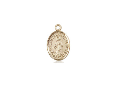 14kt solid gold St. Catherine of Alexandria patron saint medal pendant, 1/2 x 1/4 inch, handcrafted in USA by Bliss Manufacturing