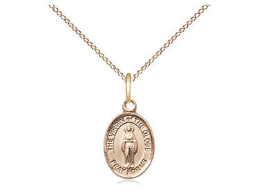 Small 14kt Gold Filled Virgin of the Globe Catholic Medal Necklace 1/2 inch with 18 inch chain by Bliss
