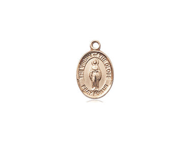 Small 14kt Solid Gold Virgin Of The Globe Medal Pendant 1/2 inch by Bliss Manufacturing - Handcrafted Catholic Marian Jewelry