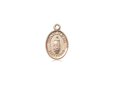14kt solid gold Our Lady of Tears medal pendant 1/2 inch by 1/4 inch handcrafted by Bliss Manufacturing USA