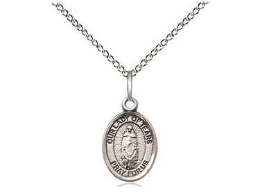 Sterling silver Our Lady of Tears medal necklace 1/2 inch with 18 inch chain handcrafted by Bliss Manufacturing