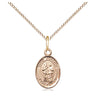 14kt Gold Filled St. Joachim patron saint medal necklace, 1/2 x 1/4 inch pendant, 18 inch chain, Bliss Manufacturing USA