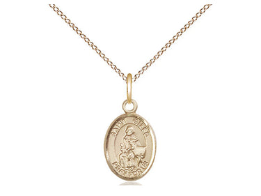 14kt Gold Filled St. Giles Patron Saint Medal Necklace Small 1/2 x 1/4 inch with 18 inch Chain Bliss