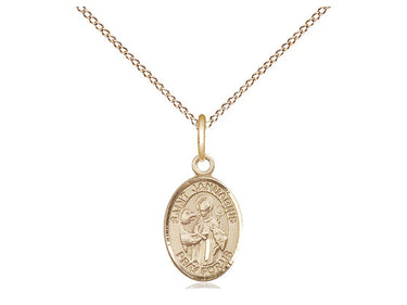 14kt Gold Filled Small St. Januarius Patron Saint Medal Necklace 1/2 x 1/4 inches 18 inch Chain Bliss USA