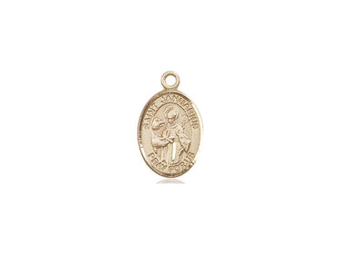 Small 14kt solid gold St. Januarius patron saint medal pendant 1/2 x 1/4 by Bliss Manufacturing