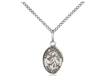 Small sterling silver St. Januarius patron saint medal necklace 18 inch chain by Bliss Manufacturing