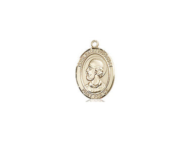 14kt solid gold Pope St. Eugene I medal pendant 1/2x1/4 inch small size by Bliss Manufacturing USA