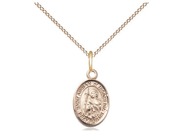 14kt gold filled St. Adrian of Nicomedia patron saint medal necklace, small 1/2 x 1/4 inch pendant on 18 inch chain, handcrafted by Bliss