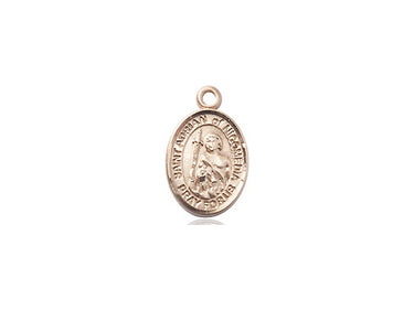 Small 14kt solid gold St. Adrian of Nicomedia patron saint medal pendant, 1/2 x 1/4 inches, handcrafted by Bliss Manufacturing