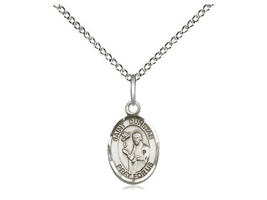 Sterling silver St. Dunstan patron saint medal necklace with 18 inch chain, handcrafted by Bliss Manufacturing