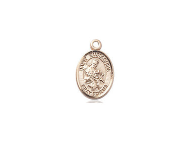 14kt solid gold St. Eustachius patron saint medal pendant, 1/2 x 1/4 inch, handcrafted in USA by Bliss Manufacturing