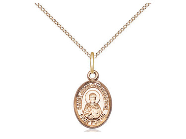14kt Gold Filled Small St. John Chrysostom Patron Saint Medal Necklace 1/2 x 1/4 inches 18 inch Chain Bliss USA
