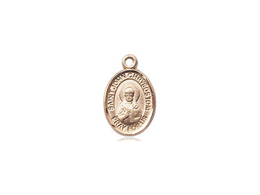 14kt solid gold St. John Licci patron saint medal pendant, 1/2 x 1/4 inch, handcrafted by Bliss Manufacturing USA