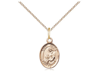 Small Gold Filled St. Paula patron saint medal necklace with 18 inch curb chain, handcrafted by Bliss