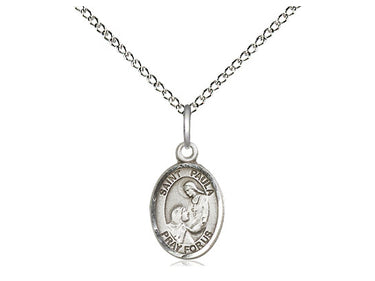 Small Sterling Silver St. Paula patron saint medal necklace with 18 inch curb chain, handcrafted by Bliss