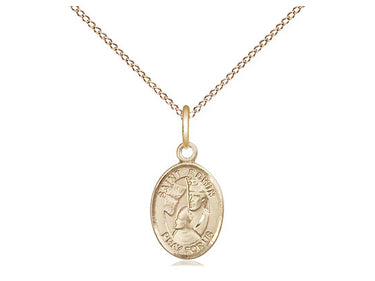14kt gold filled St. Edwin patron saint medal necklace with 18 inch curb chain, handcrafted by Bliss