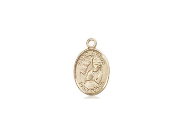 14kt solid gold St. Edwin patron saint medal pendant, 1/2 x 1/4 inch, handcrafted in USA by Bliss Manufacturing