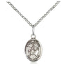 Sterling silver St. Edwin patron saint medal necklace with 18 inch curb chain, handcrafted in USA by Bliss