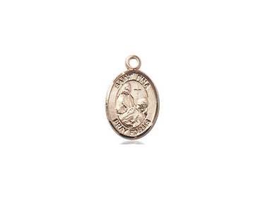 14kt Solid Gold Small St. Fina Patron Saint Medal Pendant 1/2 x 1/4 inch by Bliss Manufacturing