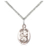 Small Sterling Silver St. Fina Patron Saint Medal Necklace 1/2 x 1/4 inches with 18 inch chain by Bliss