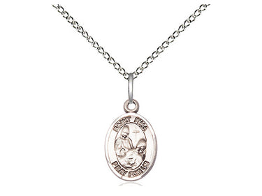 Small Sterling Silver St. Fina Patron Saint Medal Necklace 1/2 x 1/4 inches with 18 inch chain by Bliss