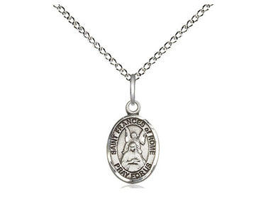 Small Sterling Silver St. Frances of Rome Patron Saint Medal Necklace 1/2 x 1/4 inches with 18 inch chain by Bliss