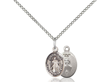 Small Sterling Silver Divine Mercy Medal Necklace 1/2 x 1/4 with 18 Inch Curb Chain by Bliss USA