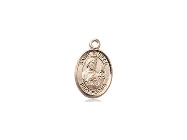 Small 14kt Solid Gold St. Kieran Patron Saint Medal Pendant 1/2 x 1/4 inch by Bliss