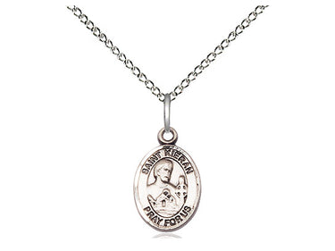 Small Sterling Silver St. Kieran Patron Saint Medal Necklace 1/2 x 1/4 inch on 18 inch chain by Bliss