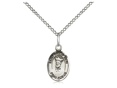 Sterling Silver Small St. Philip Neri Patron Saint Medal Necklace 1/2 x 1/4 inch 18 inch Chain Bliss USA