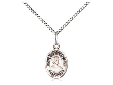 Small Sterling Silver St. John Berchmans patron saint medal necklace with 18 inch curb chain by Bliss Manufacturing
