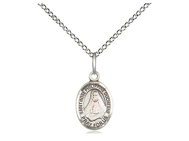 Sterling Silver St. Rose Philippine Patron Saint Medal Necklace Small 1/2 x 1/4 18 Inch Chain Bliss