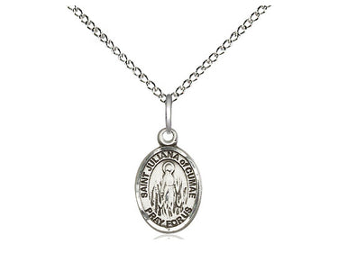 Small Sterling Silver St. Juliana patron saint medal necklace with 18 inch curb chain by Bliss Manufacturing