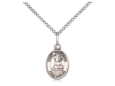 Sterling silver small St. Honorius patron saint medal necklace 1/2 inch pendant on 18 inch curb chain by Bliss