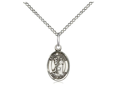 Sterling Silver St. Rocco Patron Saint Medal Necklace Small 1/2 x 1/4 18 Inch Chain Bliss