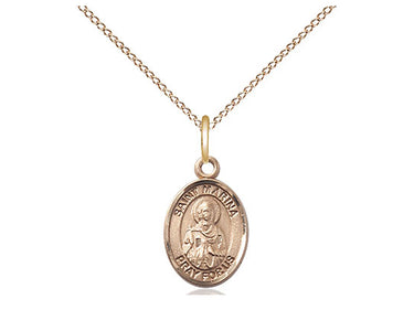 14kt Gold Filled St. Marina Small Patron Saint Medal Necklace 1/2 x 1/4 inch 18 inch Chain Bliss USA Made