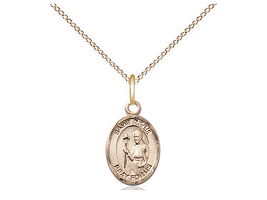 Gold Filled St. Regis patron saint medal necklace, 1/2 x 1/4 inch pendant on 18 inch chain, handcrafted by Bliss Manufacturing