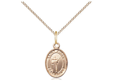 Small 14kt Gold Filled St. Aidan of Lindisfarne Patron Saint Medal Necklace 1/2 x 1/4 inch on 18 inch Chain by Bliss