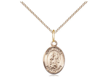 14kt Gold Filled St. Drogo Patron Saint Medal Necklace - Small 1/2 x 1/4 inch with 18 inch Curb Chain - Bliss Manufacturing