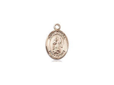 Small 14kt solid gold St. Drogo patron saint medal pendant 1/2 inch by 1/4 inch handcrafted by Bliss Manufacturing USA