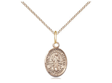 Small 14kt gold filled St. Bernardine of Siena Catholic medal necklace with 18 inch curb chain, handcrafted by Bliss Manufacturing USA
