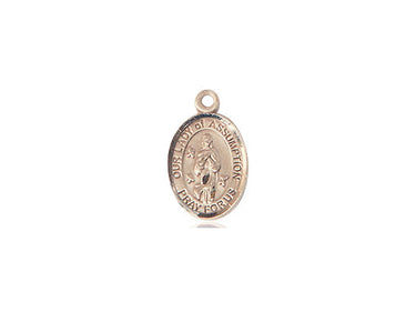 14kt Solid Gold Our Lady of Assumption Medal Pendant half inch small Bliss USA handcrafted